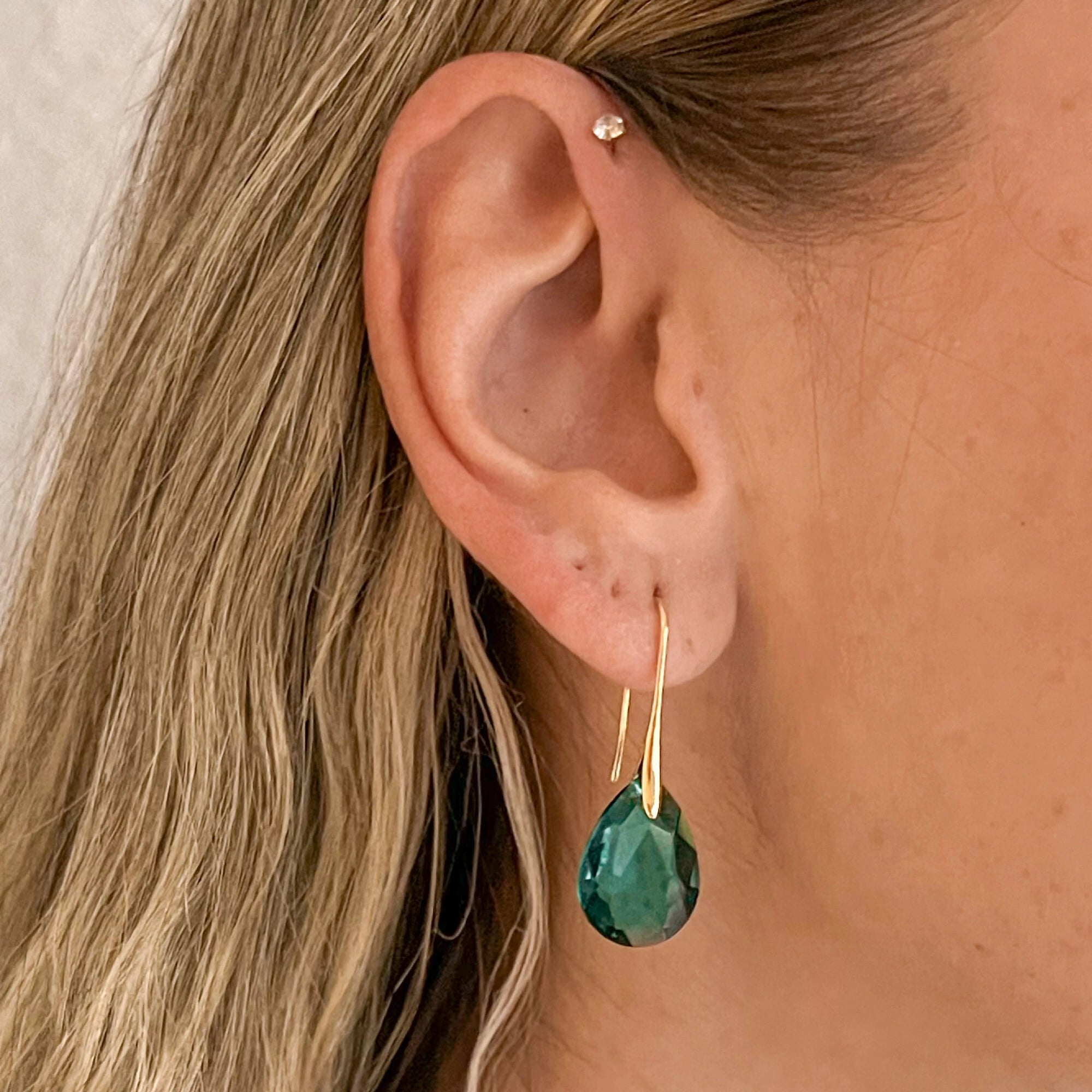 Hook Earrings with Colored Crystal