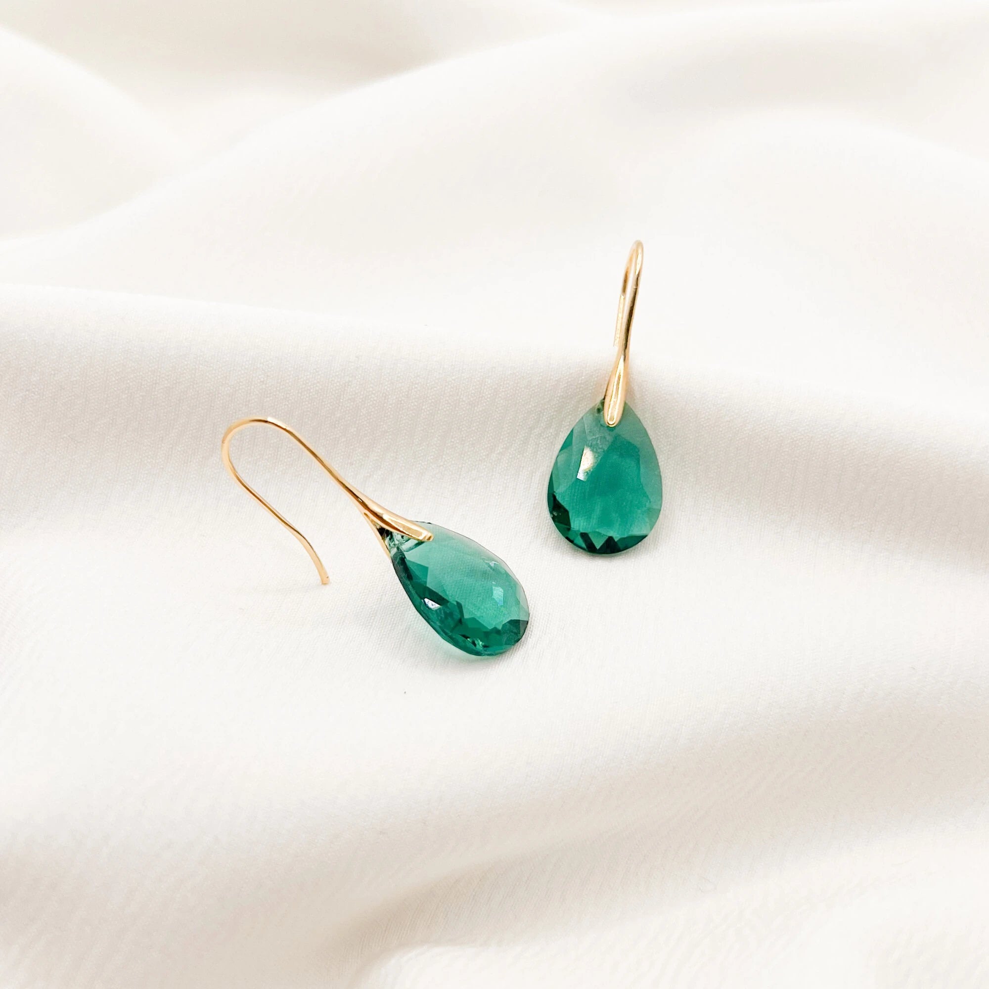 Hook Earrings with Colored Crystal