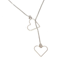 Silver-Toned Double Heart Drop Necklace