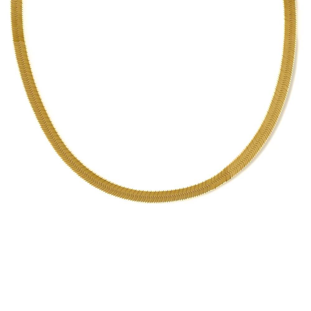 Wide Herringbone Necklace "5mm" with 18-karat gold plating
