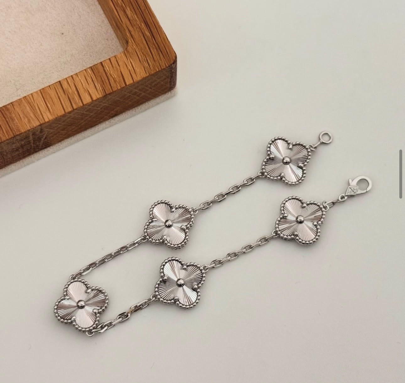 Clover Bracelet Full Silver Lucky Clover Four Leaf Flower Silver Charm Bracelet