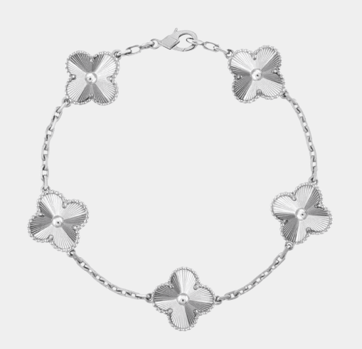 Clover Bracelet Full Silver Lucky Clover Four Leaf Flower Silver Charm Bracelet