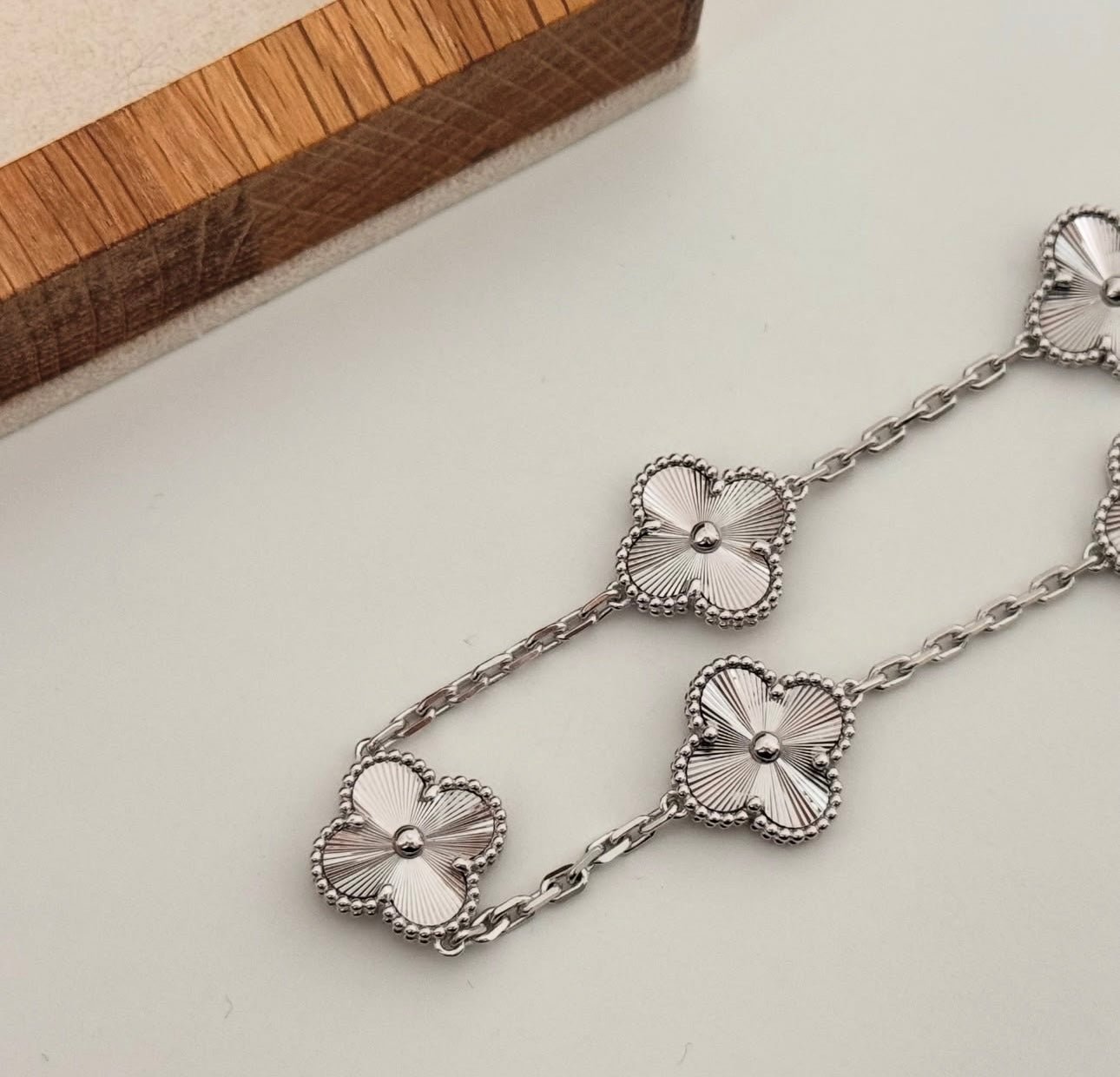 Clover Bracelet Full Silver Lucky Clover Four Leaf Flower Silver Charm Bracelet