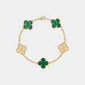 Clover Bracelet Malachite With Zircon Lucky Clover Four Leaf Flower 18k Gold Charm Bracelet