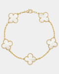 Clover Bracelet Mother of Pearl Four Leaf Flower 18k Gold Charm Bracelet