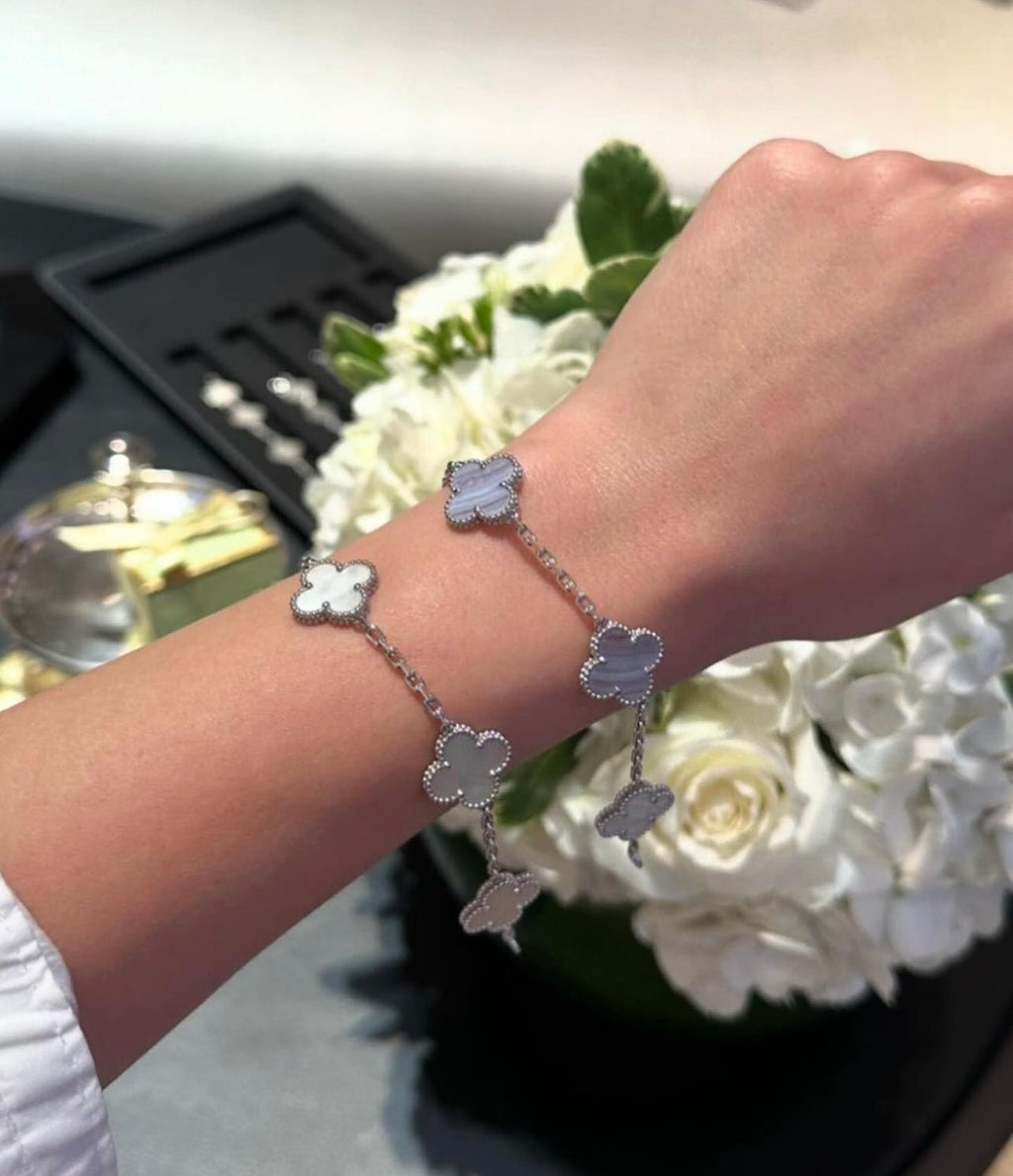 Silver Mother of Pearl Clover Bracelet