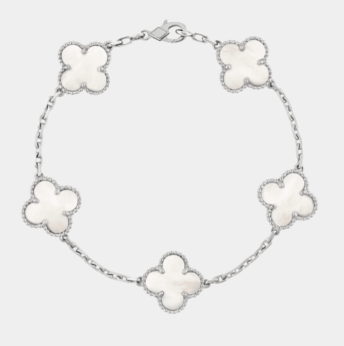 Silver Mother of Pearl Clover Bracelet