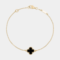 Clover Bracelet Onyx One Four Leaf Flower 18k Gold  Bracelet