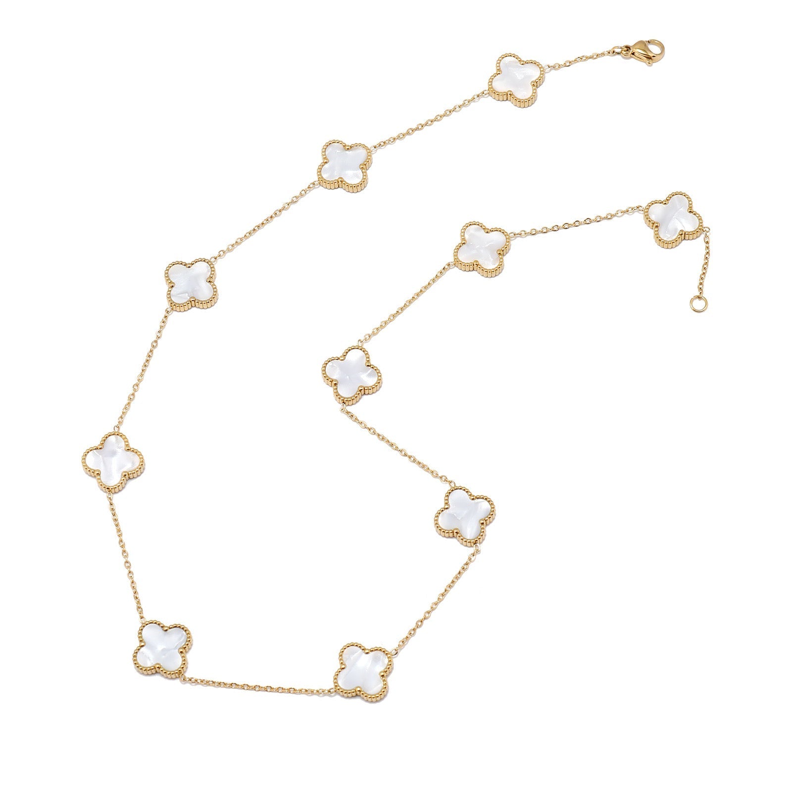 Clover Necklace 10 Motifs Black Onyx Stone 18k Gold Four Leaf Clover