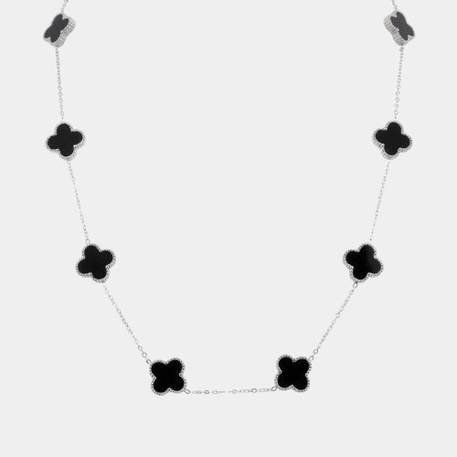 Clover Necklace 10 Motifs Black Stone Silver Four Leaf Clover