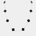 Clover Necklace 10 Motifs Black Stone Silver Four Leaf Clover