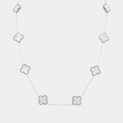 Clover Necklace 10 Motifs Lucky Clover Mother of Pearl Silver Four Leaf Clover