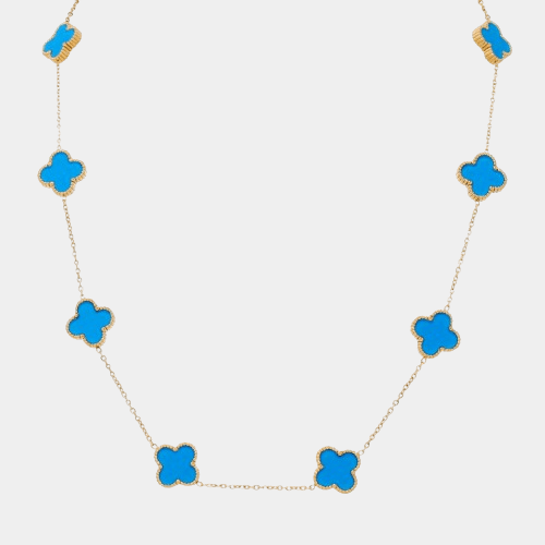 Clover Necklace 10 Motifs Ocean Blue 18k Gold Four Leaf Clover