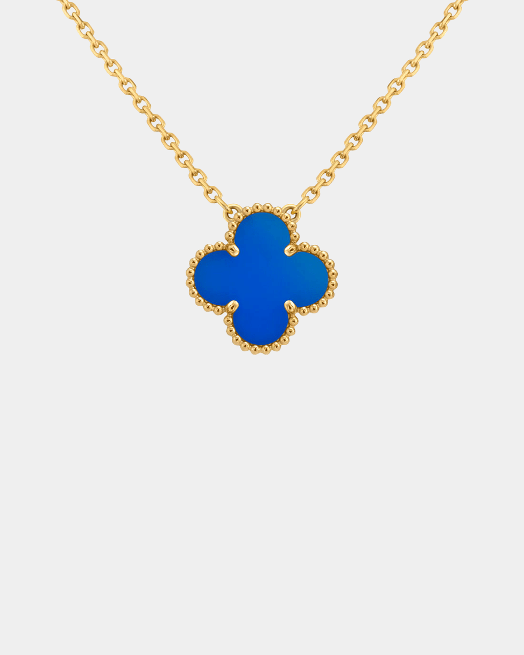 Blue Agate Clover Necklace - 18k Gold Pendant