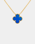 Blue Agate Clover Necklace - 18k Gold Pendant