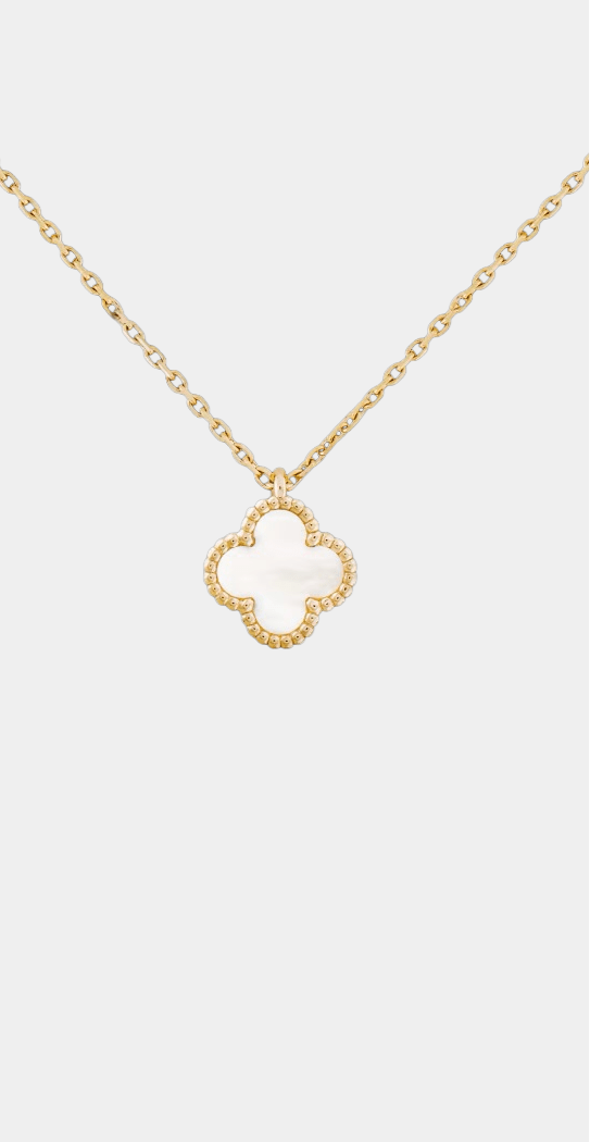 Clover Necklace Four Leaf Mini Mother Of Pearl 18k Gold Pendant Necklace
