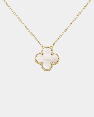 Clover Necklace Four Leaf Mother Of Pearl 18k Gold Pendant