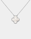 Clover Necklace Lucky Clover Four Leaf Flower Silver Pendant Necklace