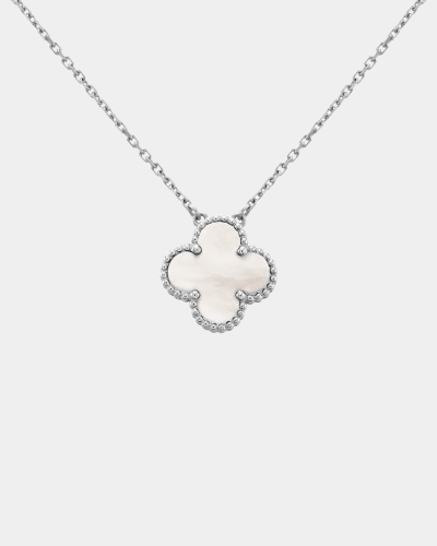 Clover Necklace Lucky Clover Four Leaf Flower Silver Pendant Necklace