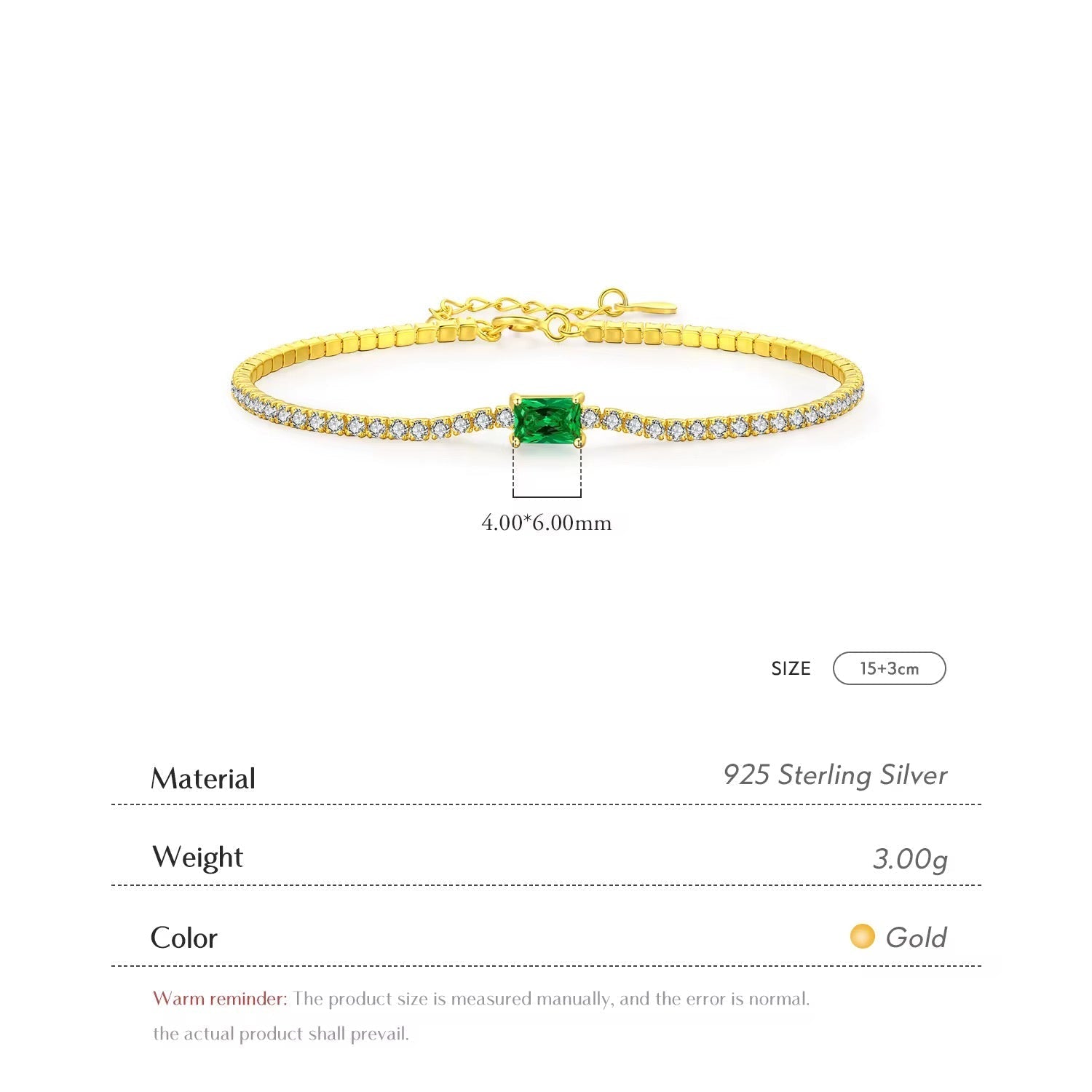 Emerald Halo Tennis Bracelet 18k Gold
