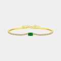 Emerald Halo Tennis Bracelet 18k Gold