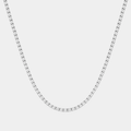 Fine Tennis Necklace Chain Silver Pavé Stones