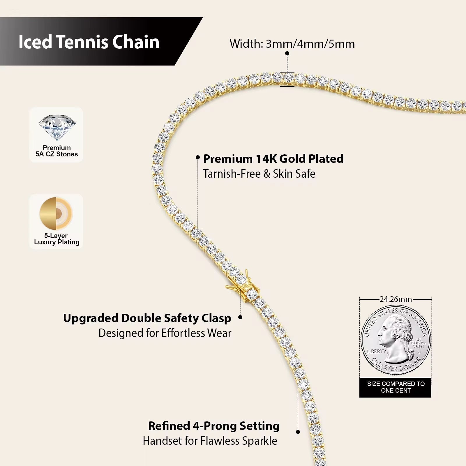 Fine Tennis Necklace Chain Silver Pavé Stones