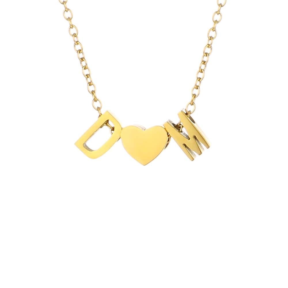 Necklace with heart and two letters