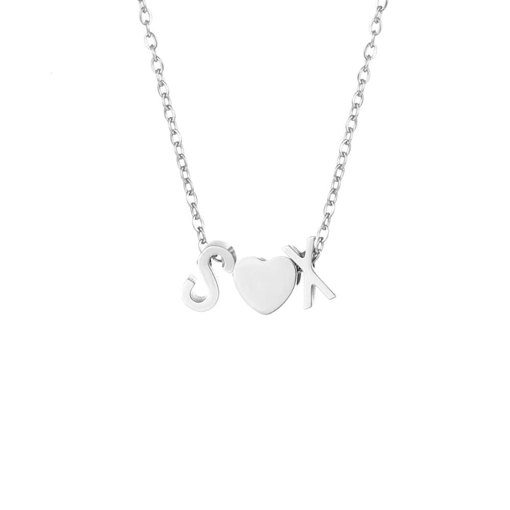 Necklace with heart and two letters