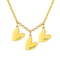 Necklace with personalised heart pendants