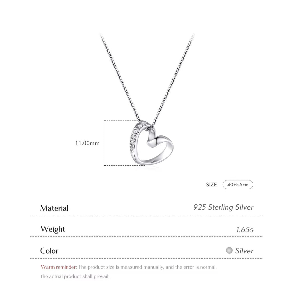 Infinity Love Heart Necklace Hallow Pendant In S925 Sterling Silver With Zircon
