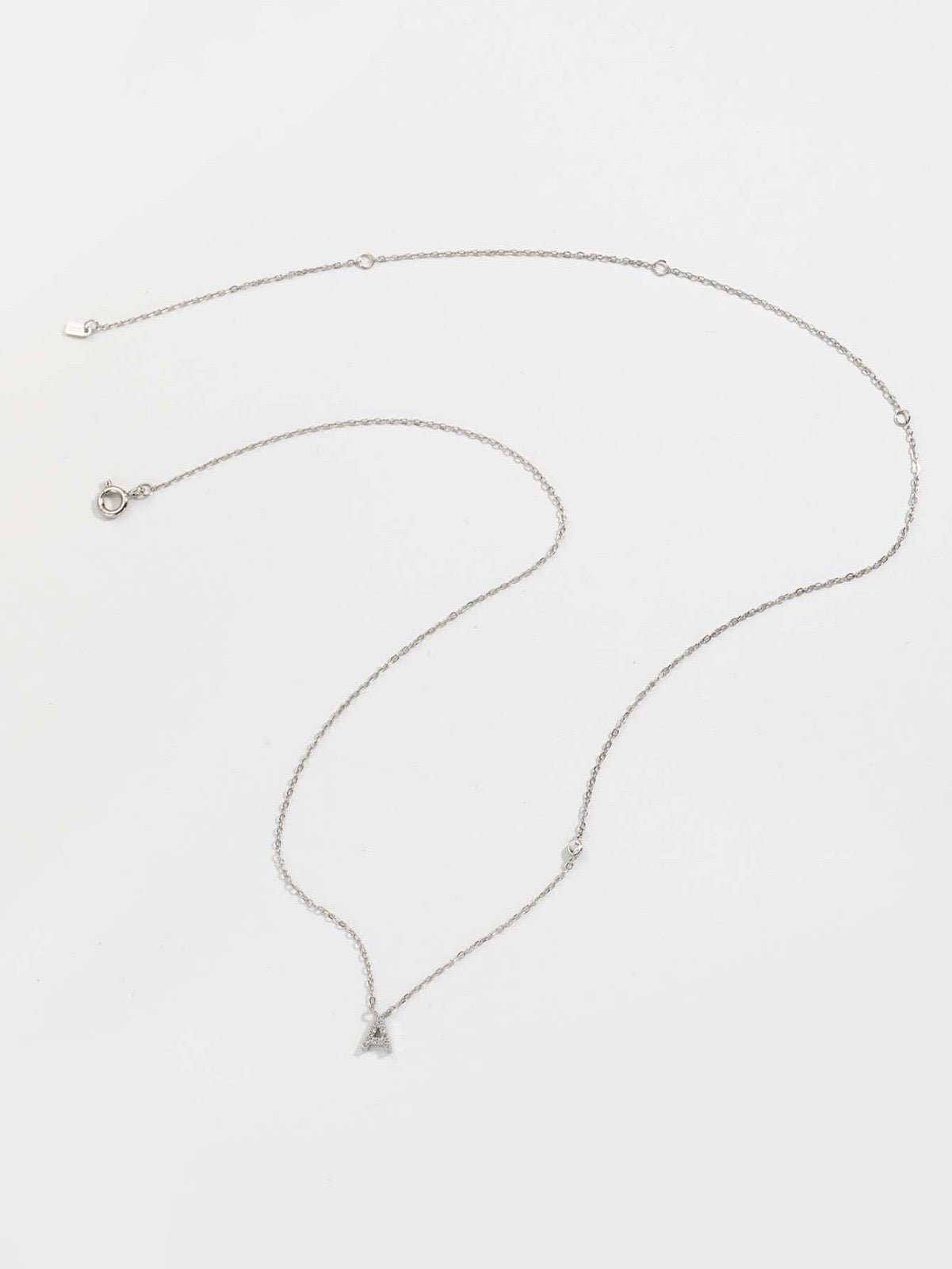 Initial Necklace A Letter Pendant Sterling Silver