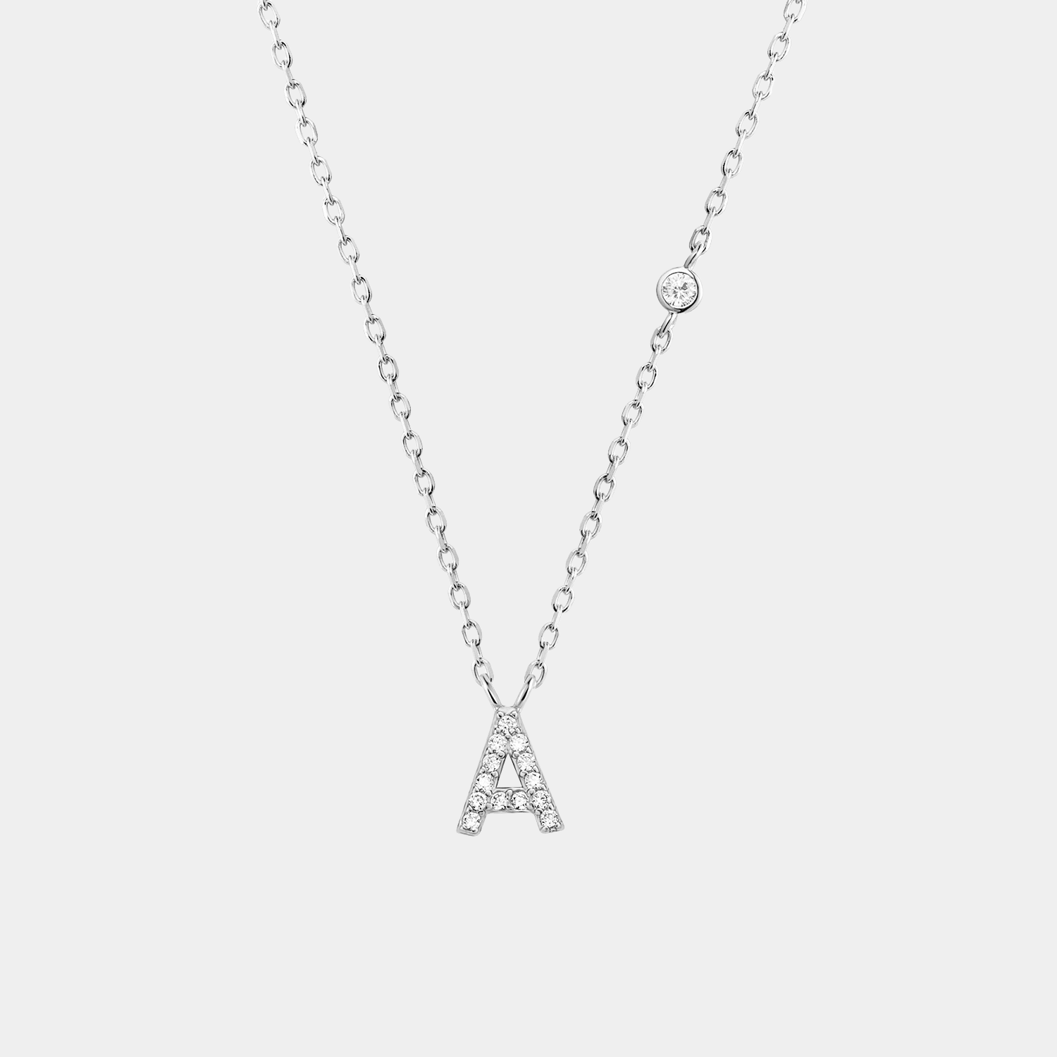 Initial Necklace A Letter Pendant Sterling Silver