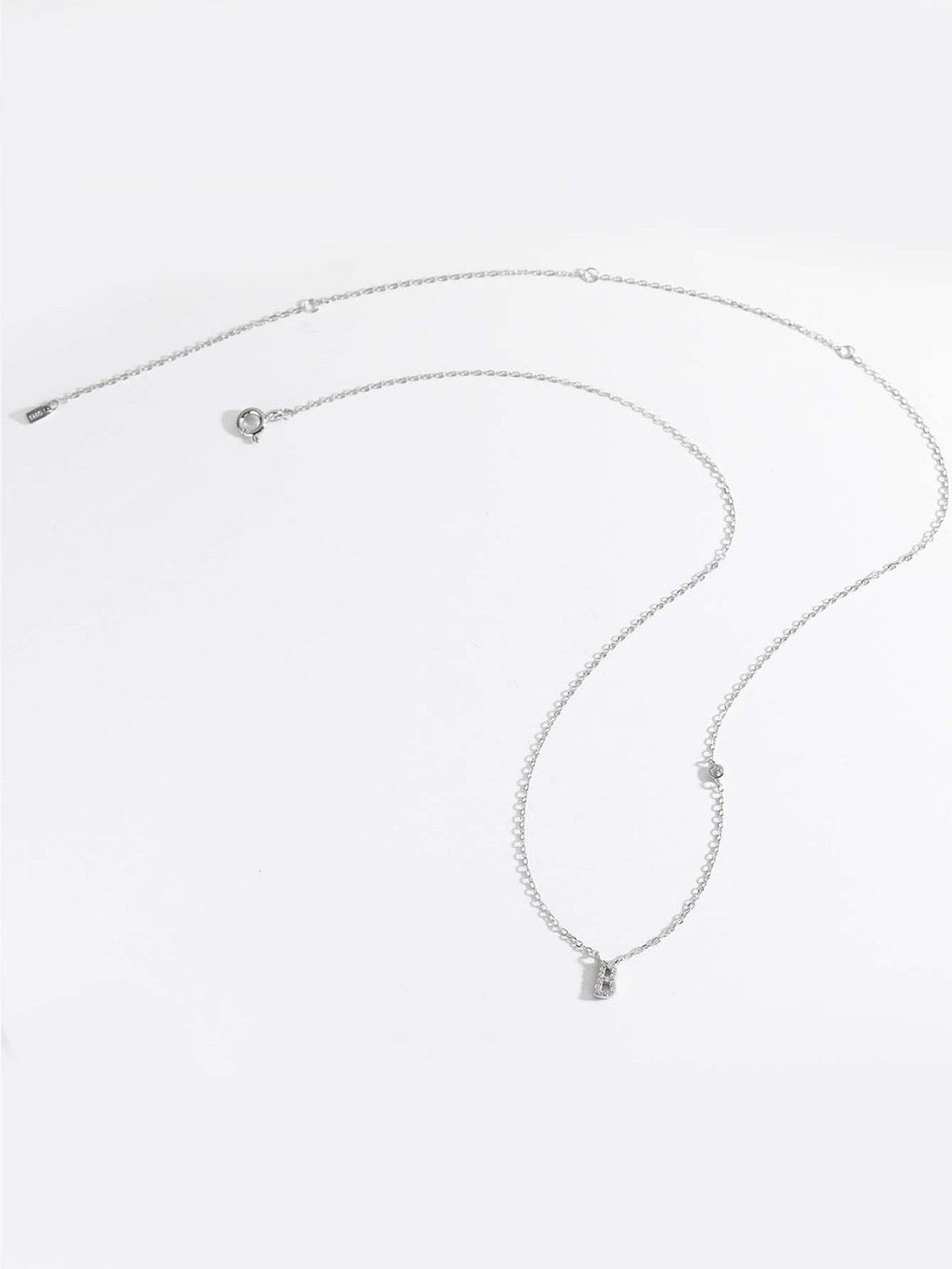 Initial Necklace B Letter Pendant Sterling Silver