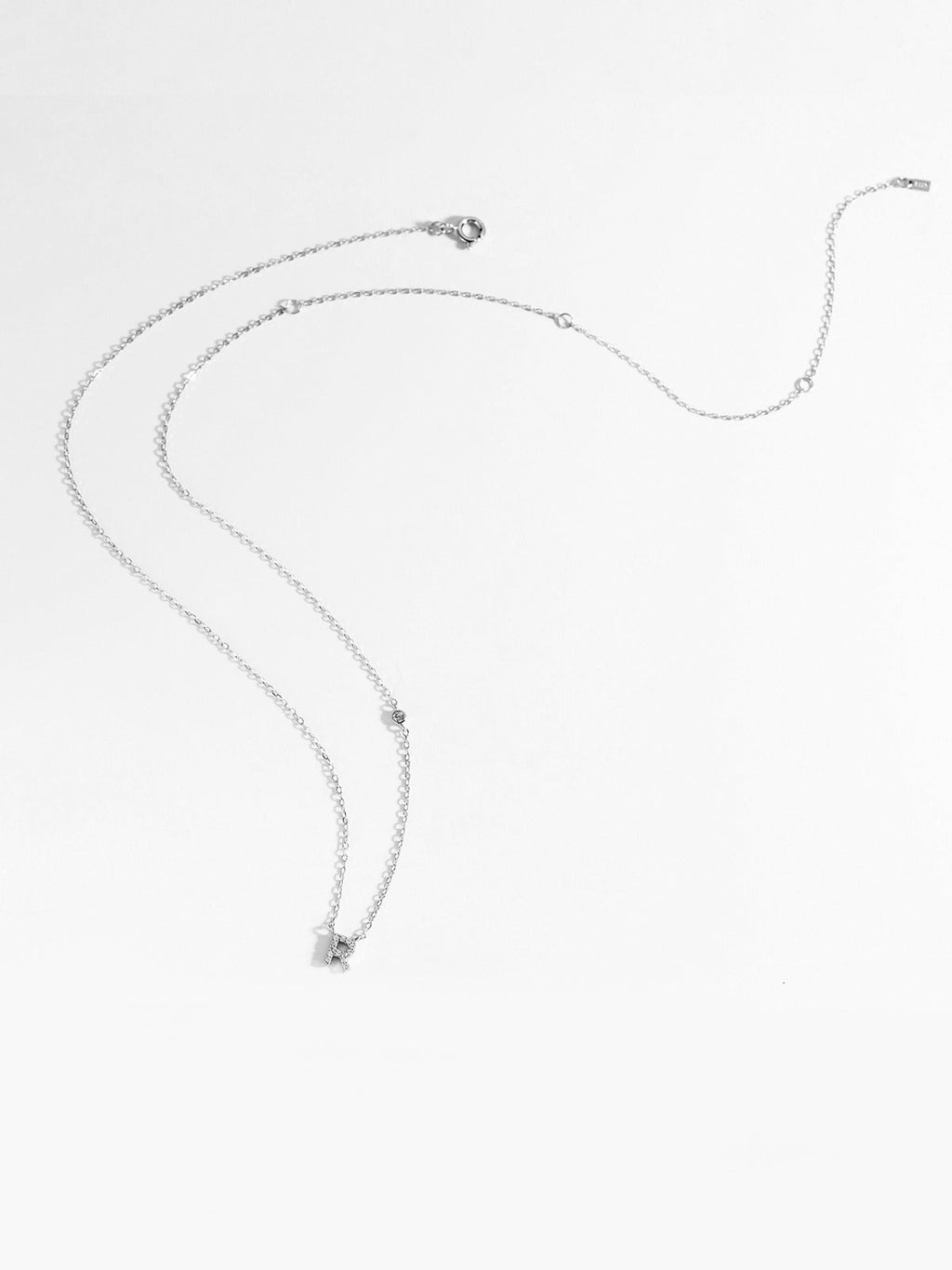 Initial Necklace R Letter Pendant Sterling Silver