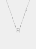 Initial Necklace R Letter Pendant Sterling Silver