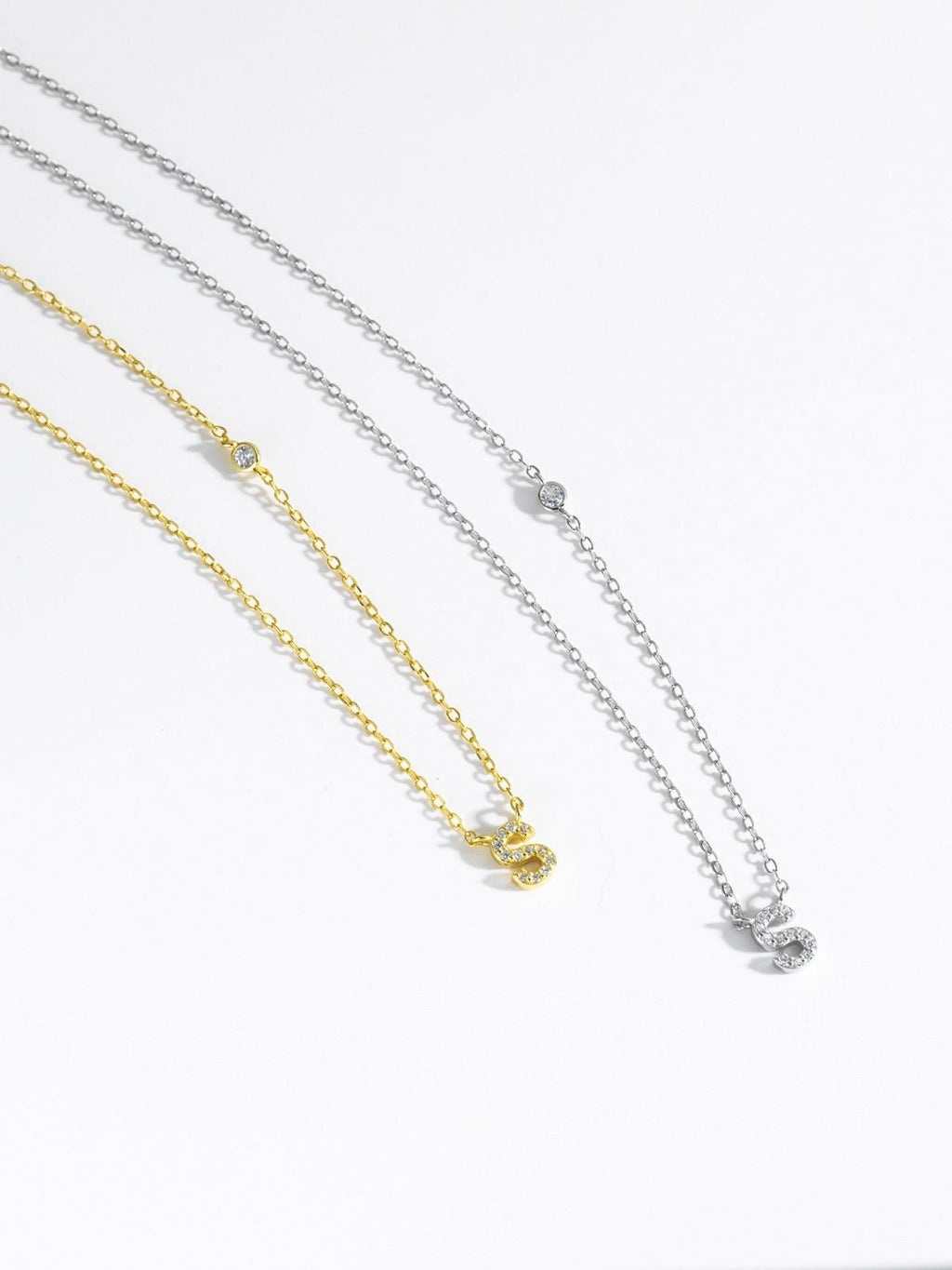 Initial Necklace S Letter Pendant Sterling Silver