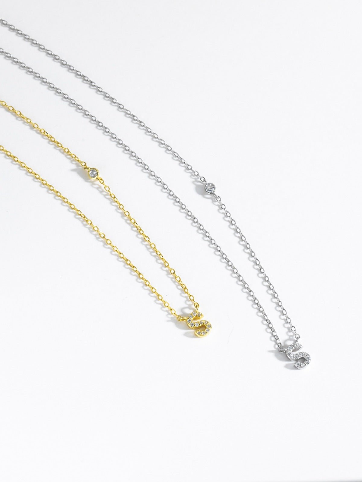 Initial Necklace S Letter Pendant Sterling Silver