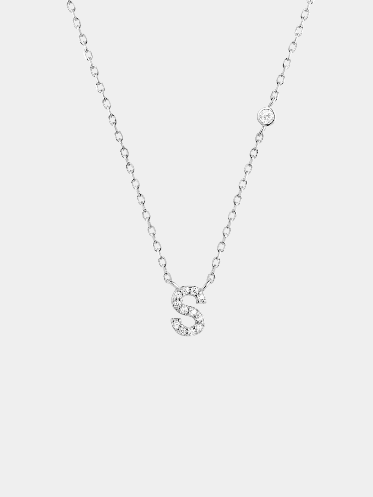 Initial Necklace S Letter Pendant Sterling Silver