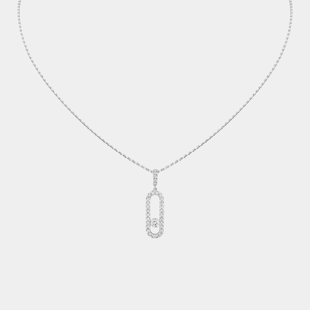 Kinetic Pave Necklace With Moving Diamond Sterling Silver