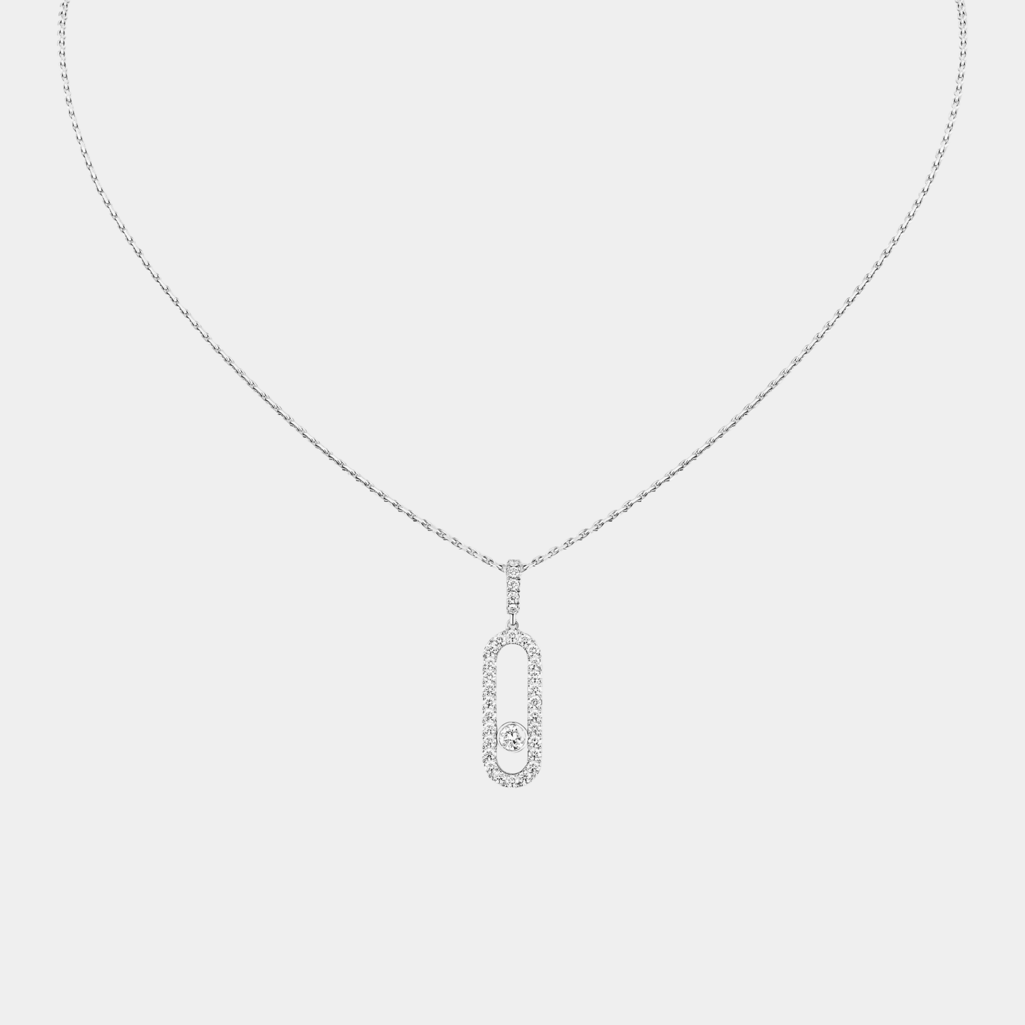 Kinetic Pave Necklace With Moving Diamond Sterling Silver