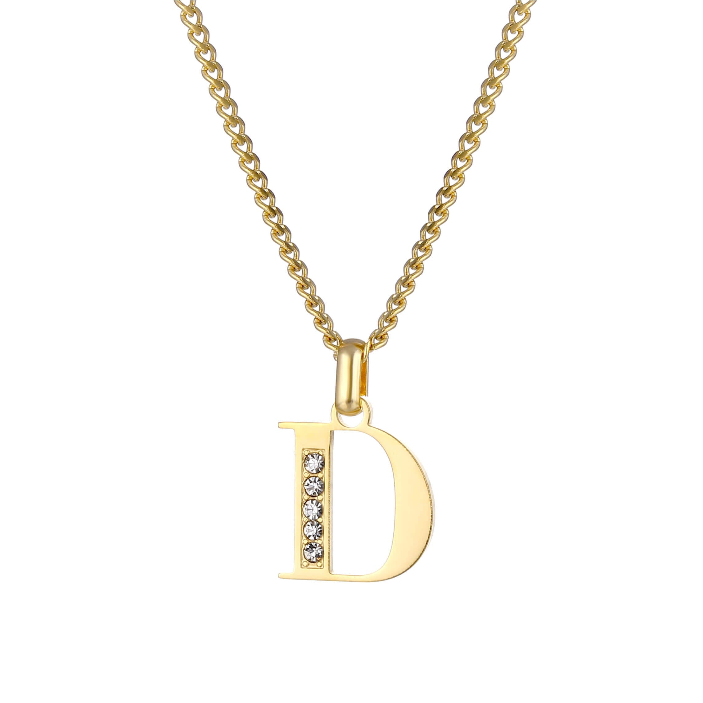 Letter Necklace with Zirconia Stones