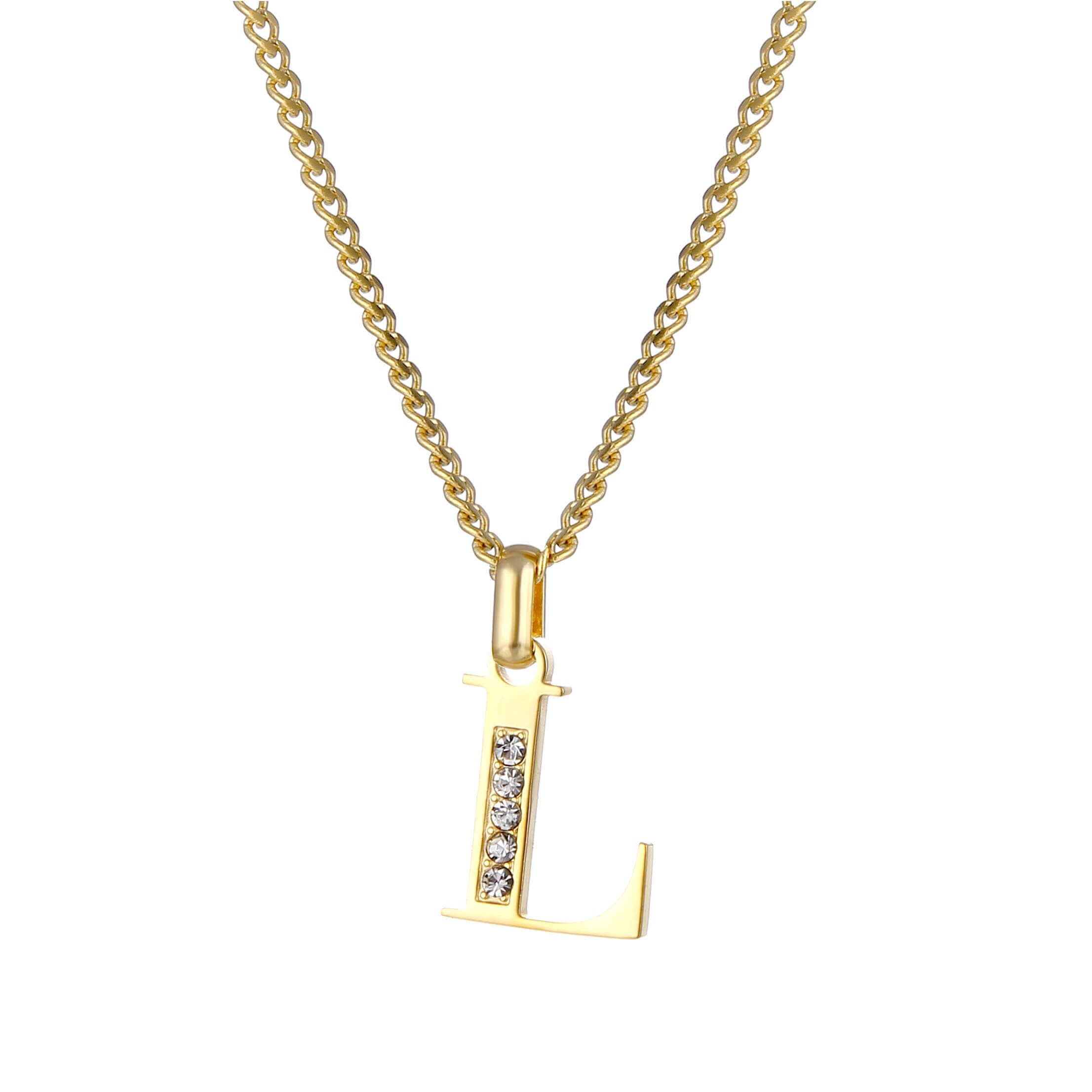 Letter Necklace with Zirconia Stones