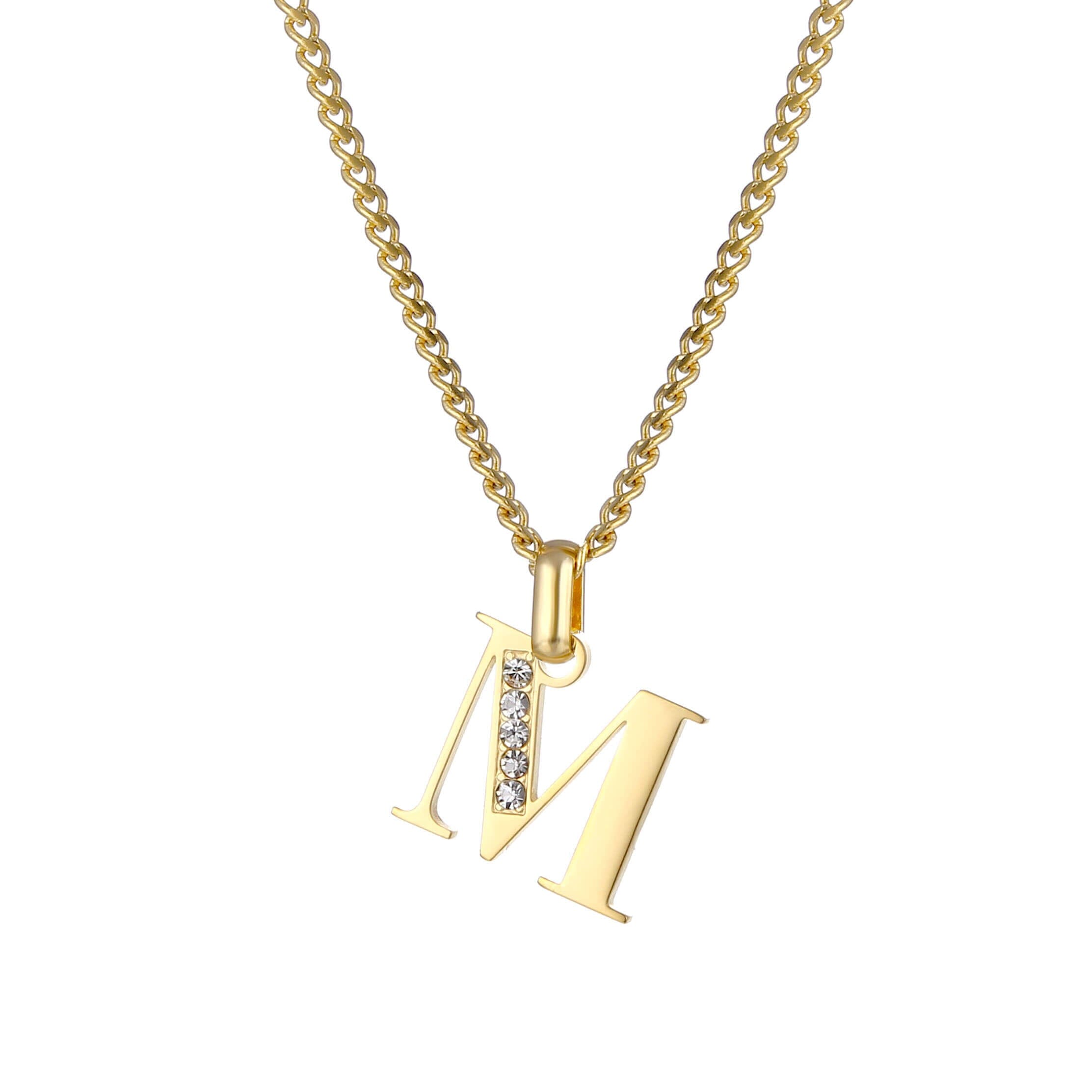 Letter Necklace with Zirconia Stones