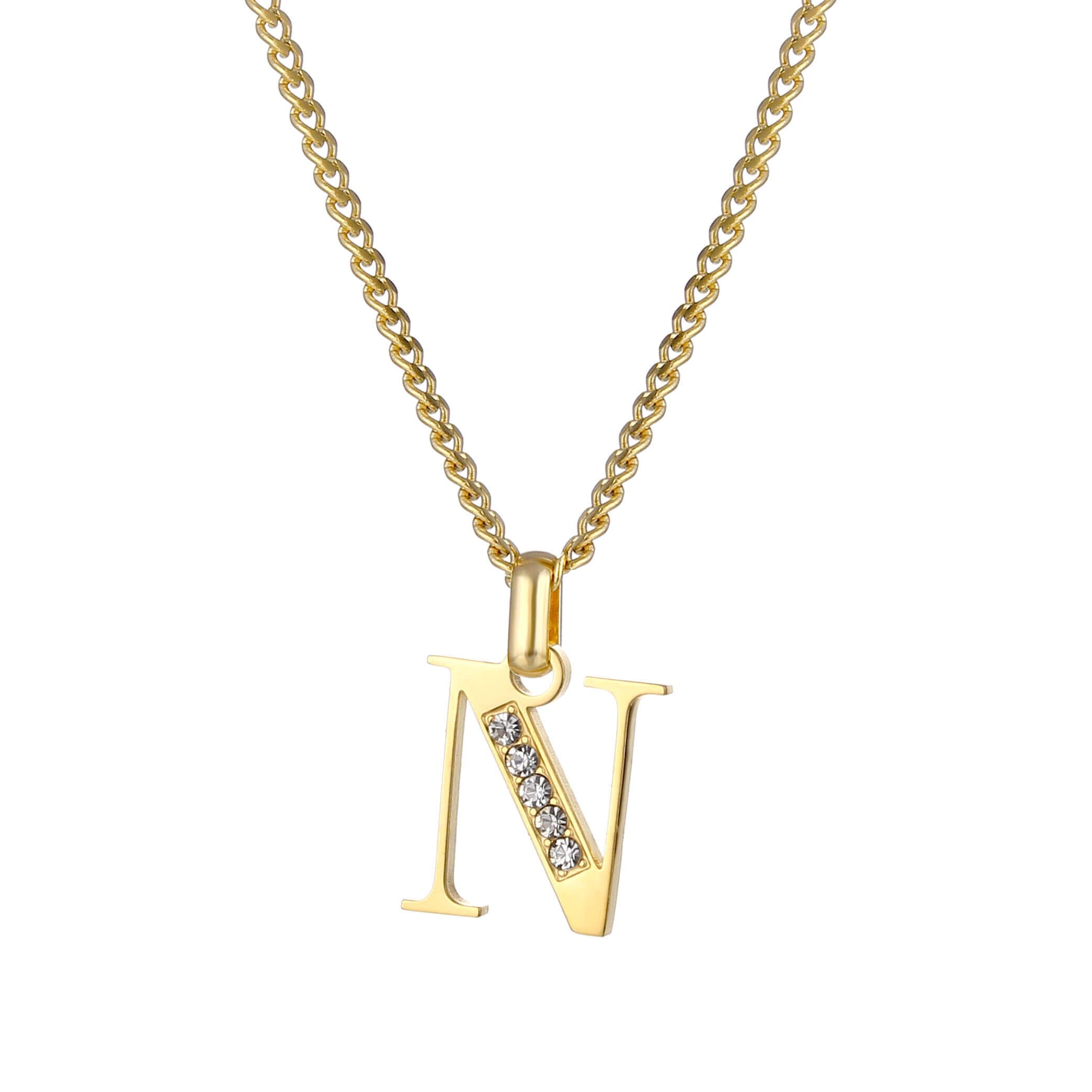 Letter Necklace with Zirconia Stones