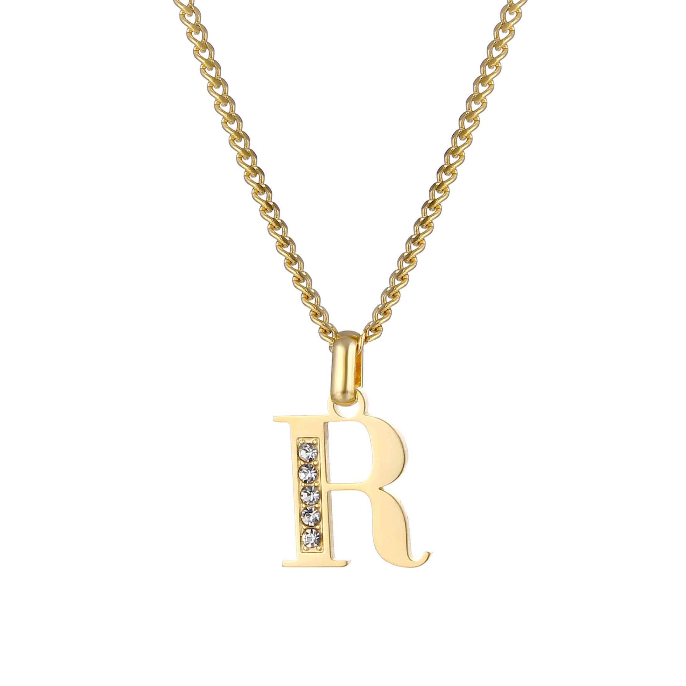 Letter Necklace with Zirconia Stones