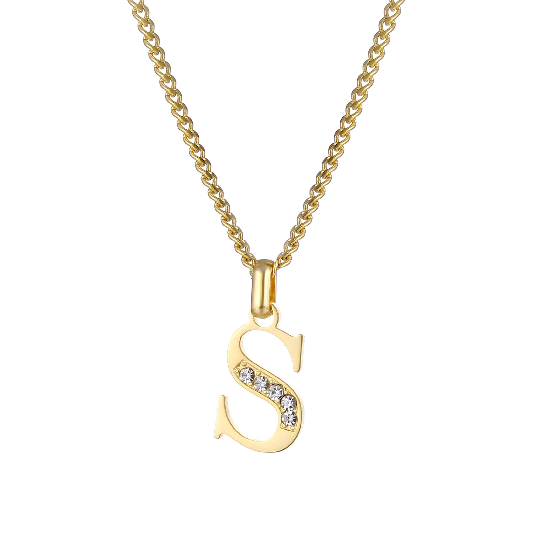 Letter Necklace with Zirconia Stones