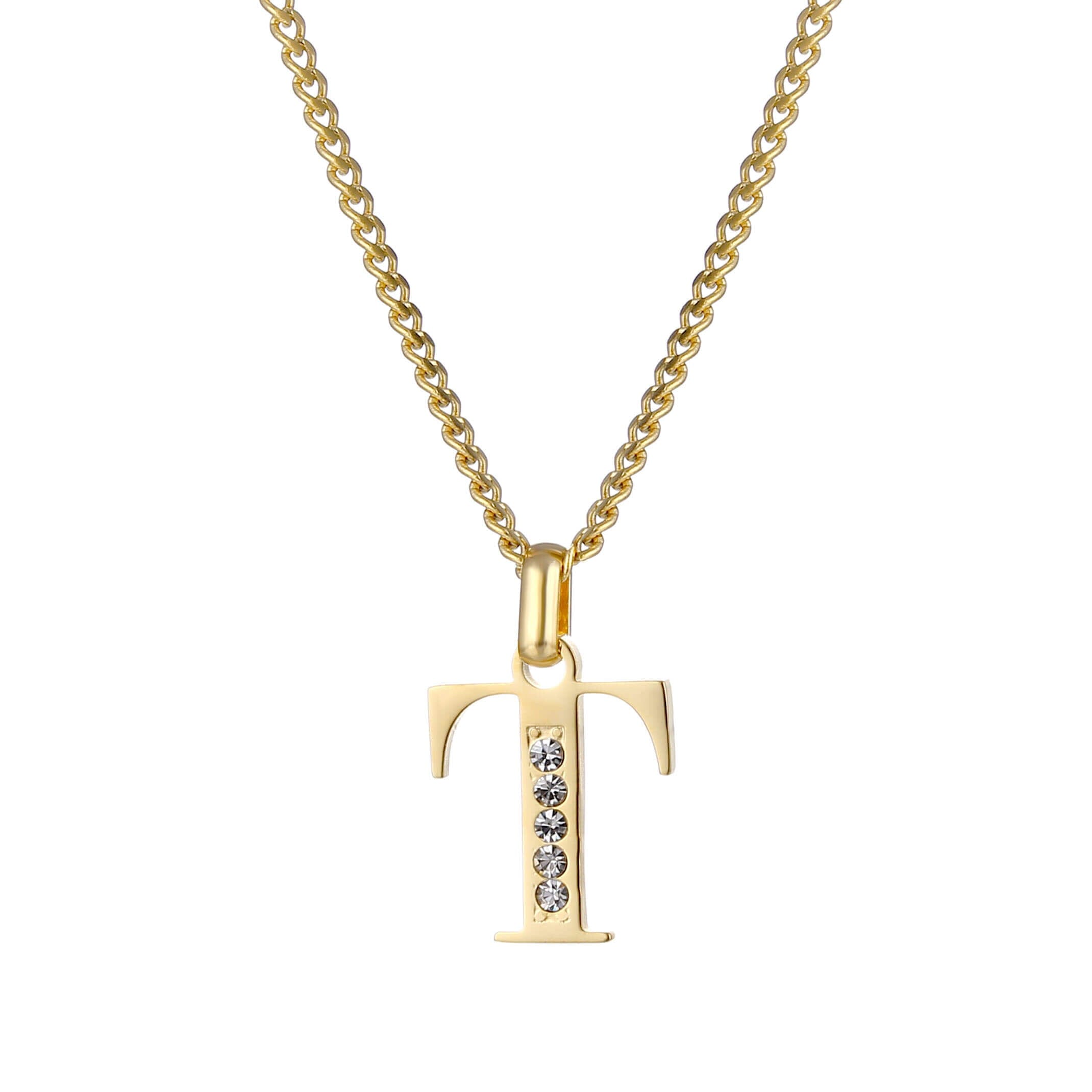 Letter Necklace with Zirconia Stones
