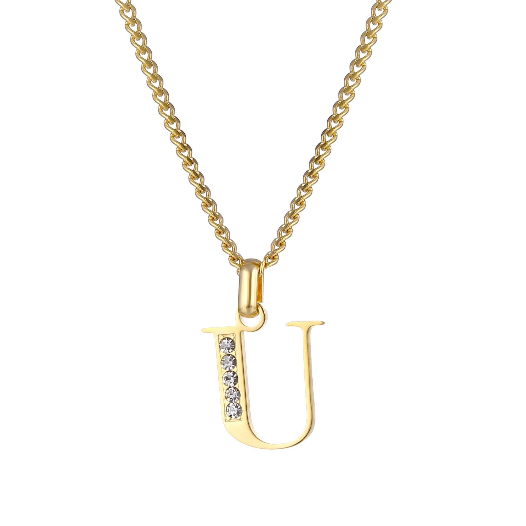 Letter Necklace with Zirconia Stones
