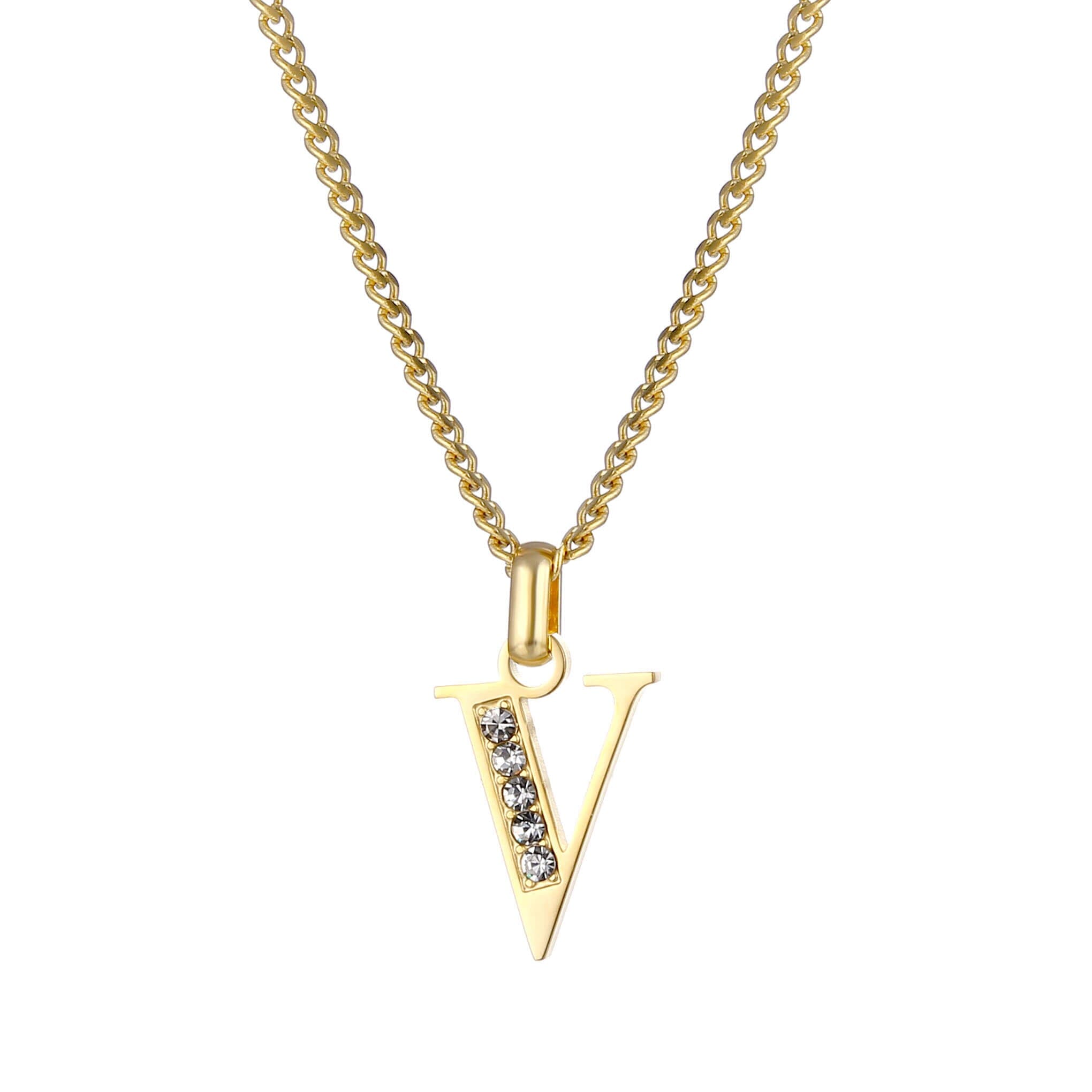 Letter Necklace with Zirconia Stones
